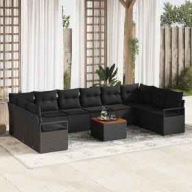 Conjunto de sofá de jardín 11 pcs Negro Conjunto de sofá de jardín 11 pcs Negro