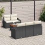 Conjunto de sofá de jardín 6 pcs Negro y blanco
