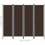 Biombo divisor de 4 paneles marrón 200x180 cm de vidaXL, Divisores de ambientes - Ref: Foro24-320720, Precio: 41,45 €, Descue...