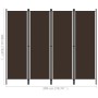 Biombo divisor de 4 paneles marrón 200x180 cm de vidaXL, Divisores de ambientes - Ref: Foro24-320720, Precio: 33,47 €, Descue...