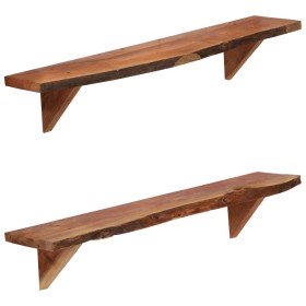 Estantes de pared 2 uds madera maciza de acacia 90x20x18 cm en Estantes y estanterías | Comprar online en Foro24