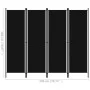 Divider screen with 4 panels black 200x180 cm by vidaXL, Room dividers - Ref: Foro24-320722, Price: 49,78 €, Discount: %