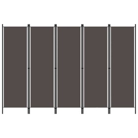 Biombo divisor de 5 paneles gris antracita 250x180 cm de vidaXL, Divisores de ambientes - Ref: Foro24-320725, Precio: 42,01 €...