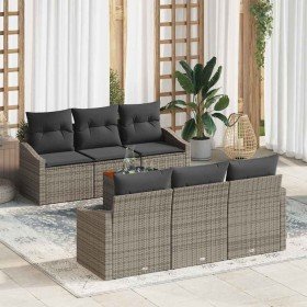 Conjunto de sofá de jardín 7 pcs Gris
