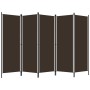 Biombo divisor de 5 paneles marrón 250x180 cm de vidaXL, Divisores de ambientes - Ref: Foro24-320724, Precio: 39,48 €, Descue...