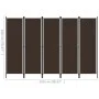 Biombo divisor de 5 paneles marrón 250x180 cm de vidaXL, Divisores de ambientes - Ref: Foro24-320724, Precio: 47,03 €, Descue...