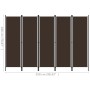 Biombo divisor de 5 paneles marrón 250x180 cm de vidaXL, Divisores de ambientes - Ref: Foro24-320724, Precio: 39,48 €, Descue...