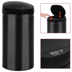 Cubo de basura con sensor automático 50L acero al carbono negro