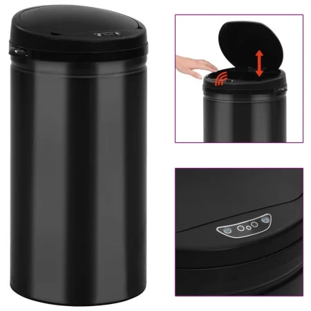 Trash can with automatic sensor 50L black carbon steel by vidaXL, Garbage cans and trash cans - Ref: Foro24-322700, Price: 10...