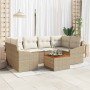 Conjunto de sofá de jardín 7 pcs Beige y blanco