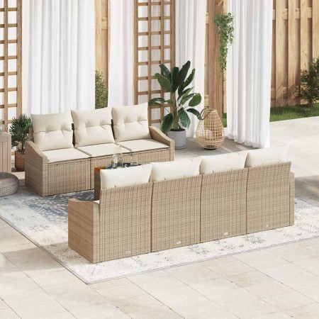 Conjunto de sofá de jardín 8 pcs Beige y
