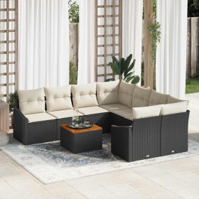 Conjunto de sofá de jardín 9 pcs Negro y