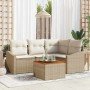 Conjunto de sofá de jardín 5 pcs Beige y
