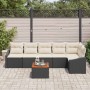 Conjunto de sofá de jardín 7 pcs Negro y blanco