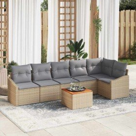 Conjunto de sofá de jardín 7 pcs beige y gris claro
