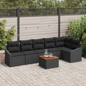 Conjunto de sofá de jardín 7 pcs Negro