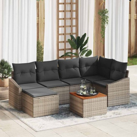 Conjunto de sofá de jardín 7 pcs Gris