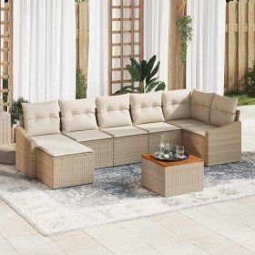 Conjunto de sofá de jardín 8 pcs Beige y Conjunto de sofá de jardín 8 pcs Beige y
