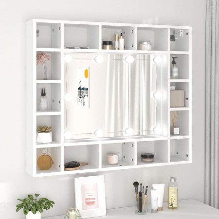 Möbel mit Spiegel und weißer LED 91x15x76,5 cm von vidaXL, Badezimmerwaschtische - Ref: Foro24-808864, Preis: 95,26 €, Rabatt: %