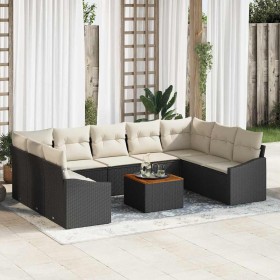 Conjunto de sofá de jardín 10 pcs Negro y
