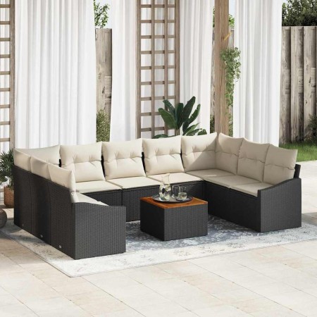 Conjunto de sofá de jardín 10 pcs Negro y