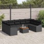 Conjunto de sofá de jardín 10 pcs Negro