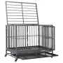 Durable dog cage with wheels steel 92x62x76 cm by vidaXL, Pet carriers and boxes - Ref: Foro24-171491, Price: 207,60 €, Disco...