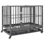 Widerstandsfähiger Hundekäfig mit Stahlrädern 102x72x85 cm von vidaXL, Transportboxen und Boxen für Haustiere - Ref: Foro24-1...