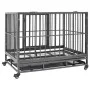 Widerstandsfähiger Hundekäfig mit Stahlrädern 102x72x85 cm von vidaXL, Transportboxen und Boxen für Haustiere - Ref: Foro24-1...