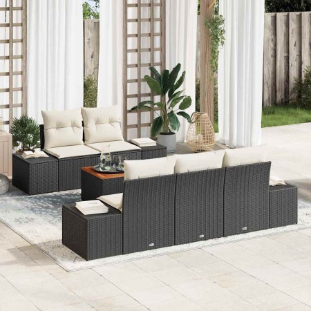 Conjunto de sofá de jardín 6 pcs Negro y