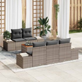 Conjunto de sofá de jardín 6 pcs Gris