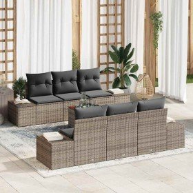 Conjunto de sofá de jardín 7 pcs Gris