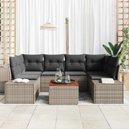 Conjunto de sofá de jardín 7 pcs Gris