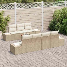 Conjunto de sofá de jardín 8 pcs Beige y