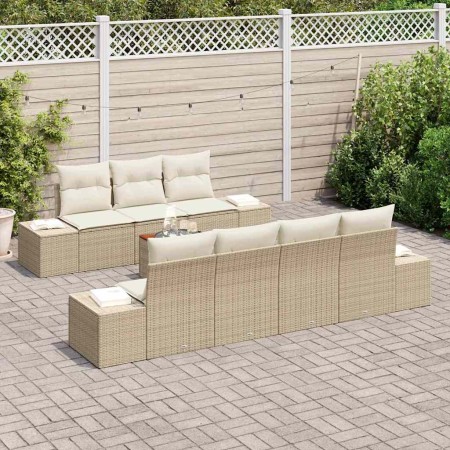 Conjunto de sofá de jardín 8 pcs Beige y