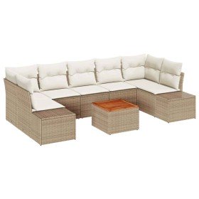 Conjunto de sofá de jardín 8 pcs Beige y