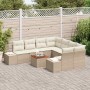 Conjunto de sofá de jardín 9 pcs Beige y