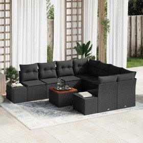 Conjunto de sofá de jardín 9 pcs Negro