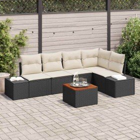 Conjunto de sofá de jardín 6 pcs Negro y Conjunto de sofá de jardín 6 pcs Negro y