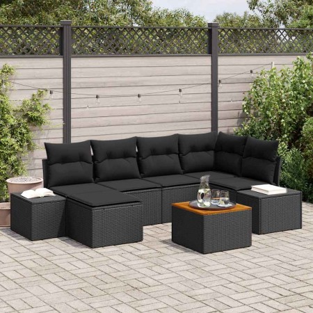 Conjunto de sofá de jardín 7 pcs Negro