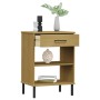 Console cabinet with metal legs made of solid brown pine wood OSLO by vidaXL, Side tables - Ref: Foro24-351000, Price: 45,13 ...