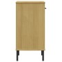 Armario consola patas de metal madera maciza pino marrón OSLO de vidaXL, Mesas auxiliares - Ref: Foro24-351000, Precio: 45,13 €