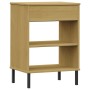 Console cabinet with metal legs made of solid brown pine wood OSLO by vidaXL, Side tables - Ref: Foro24-351000, Price: 45,13 ...