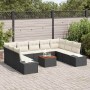 Conjunto de sofá de jardín 10 pcs Negro y blanco