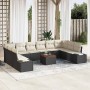 Conjunto de sofá de jardín 11 pcs Negro y blanco