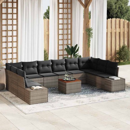 Conjunto de sofá de jardín 11 pcs Gris