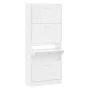 Mueble zapatero madera contrachapada blanco brillo 63x24x147 cm de vidaXL, Zapateros y organizadores de calzado - Ref: Foro24...