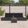 Conjunto de sofá de jardín con cojín 5 pcs Negro Poliratán