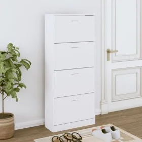 Mueble zapatero madera contrachapada blanco 63x24x147 cm by vidaXL, Shoe racks and shoe organizers - Ref: Foro24-342542, Pric...