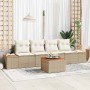 Conjunto de sofá de jardín con cojín 5 pcs Beige Poliratán